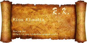 Riss Klaudia névjegykártya